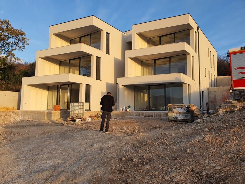 Havsutsikt från vardagsrummet: 3D-visualisering av fastighet A2363 i Kroatien.