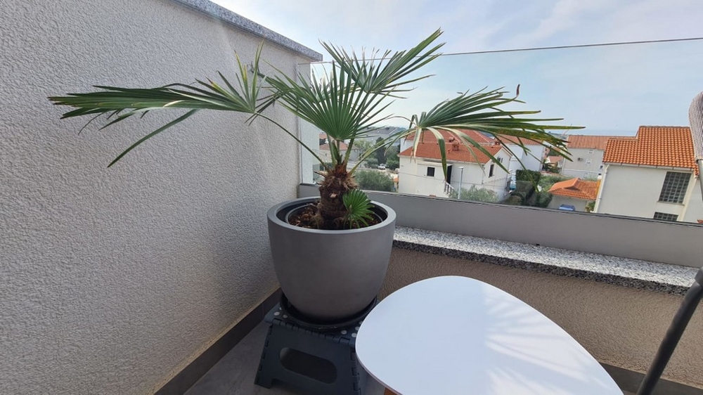 Terrass med havsutsikt över fastighet A2636, som är till salu i Kroatien på ön Pag-regionen - Panorama Scouting.