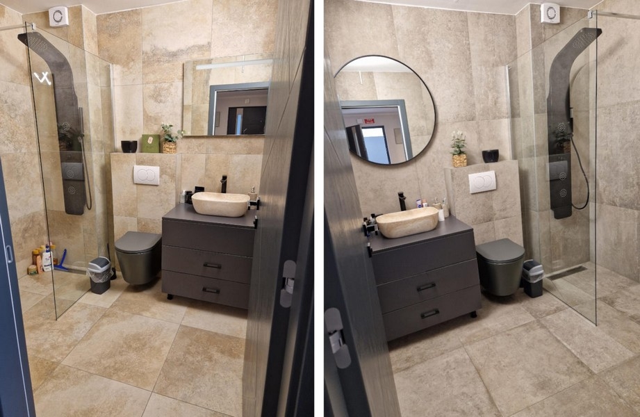 Modernt badrum med dusch