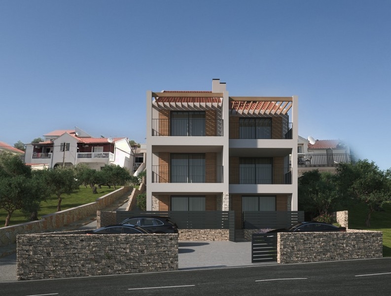 3D-visualisering av fastighet A3331 direkt vid havet i Kroatien.