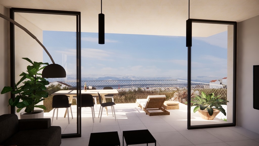 Havsutsikt från det stora fönstret i lägenhet A3442.