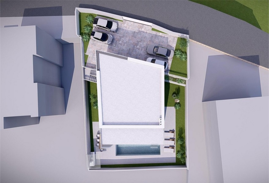 Fågelperspektiv av fastighet A3464 i Kroatien.