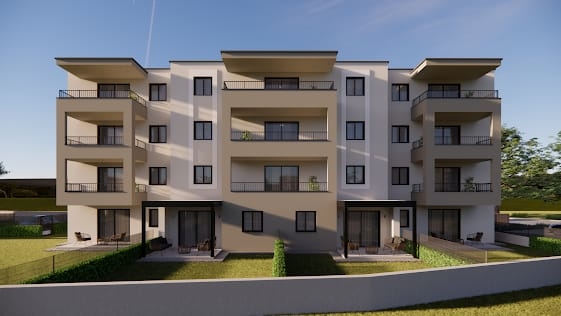 Modern ny byggnad (2025) nära Porec i Kroatien.