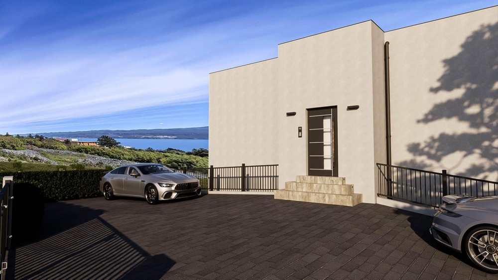 Uteplats med parkeringsplatser.