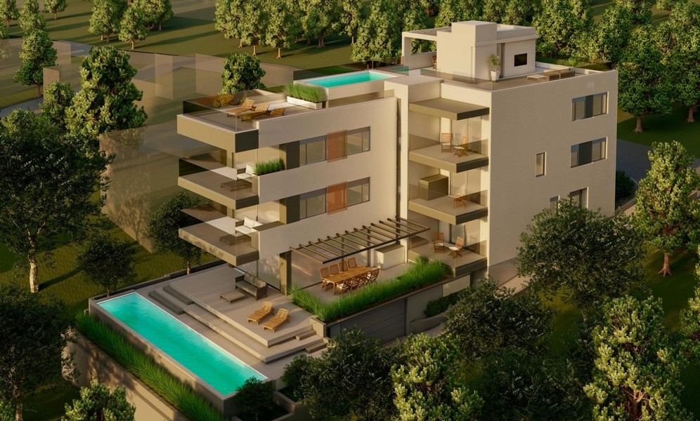 Modernt bostadsområde med havsutsikt i Kroatien