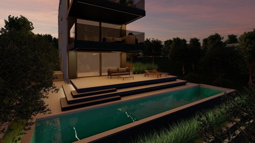 Bottenvåningslägenhet med pool till salu i Kroatien - Panorama Scouting A3619.