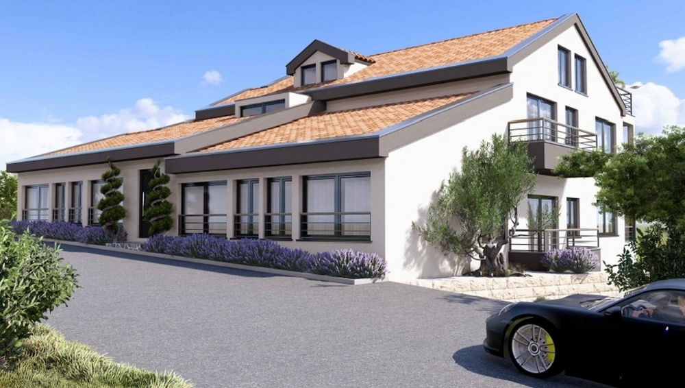 Entréområde till bostadshuset där lägenheterna A3641 är belägna.