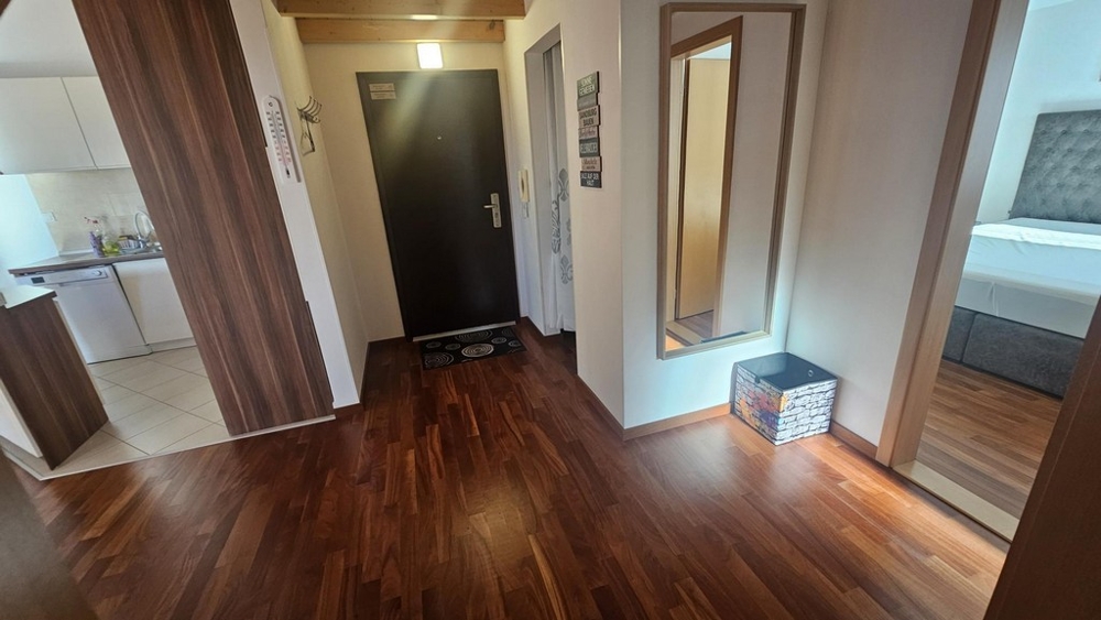 Entré med hall och utsikt över köket