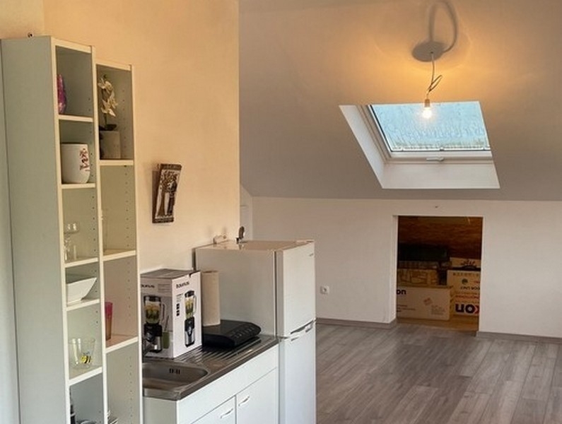 Vardagsrum med pentry och takfönster