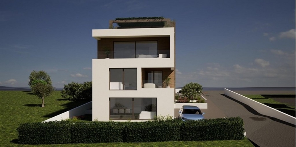 Modern ny lägenhet med trädgård och parkeringsplats