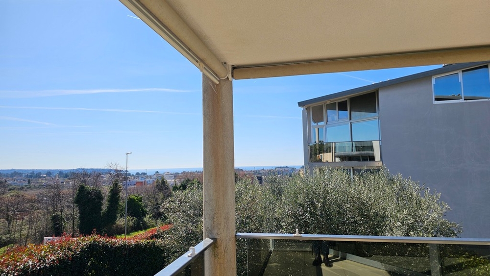 Terrass med havsutsikt över erbjudandet A3873 i Istrien.