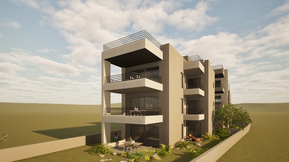 Modern ny byggnad med balkonger och terrasser i Kroatien