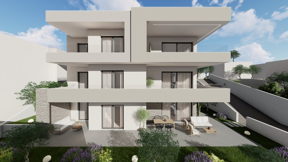 Modern arkitektur med rymliga terrasser och medelhavsträdgård