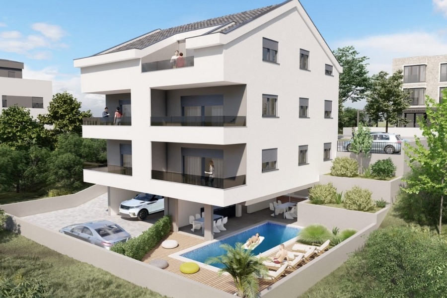 Bostadshus med pool och trädgård i Kroatien