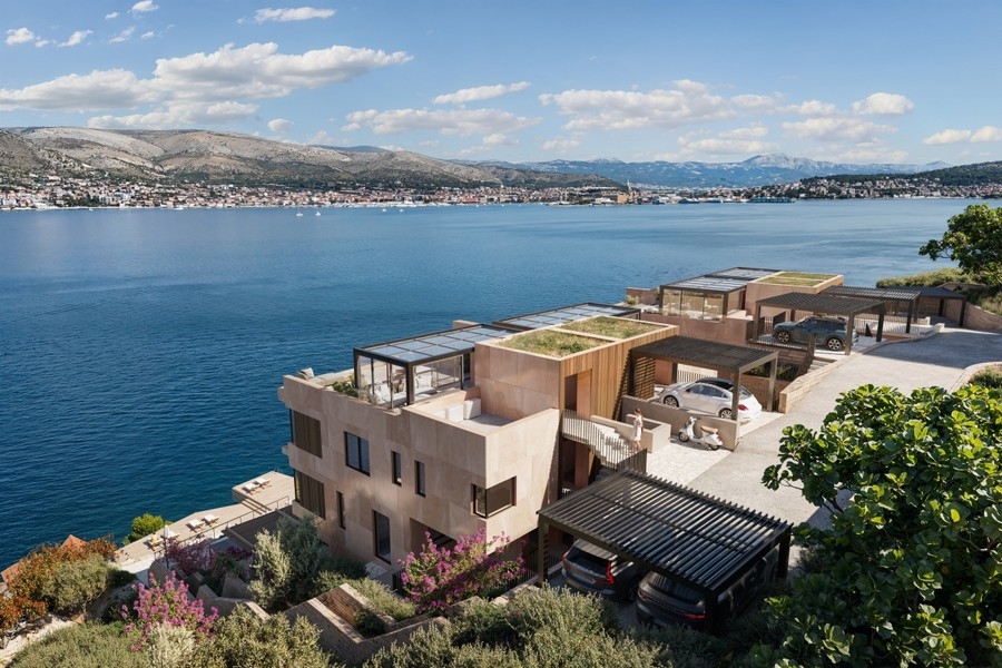 Panoramautsikt över havet från lyxlägenheter på Ciovo