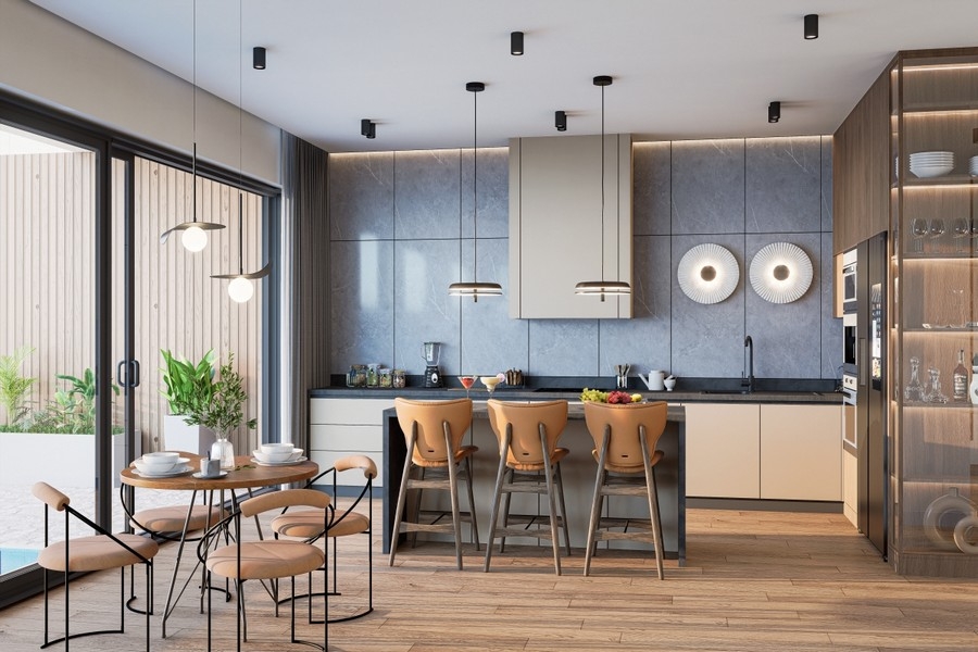 Design kök i modern lägenhet