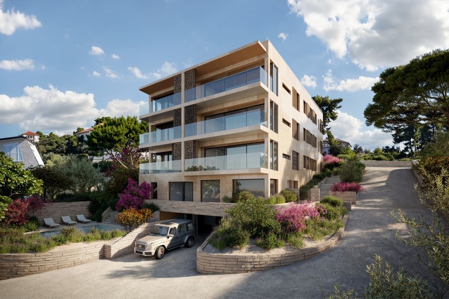 Modernt bostadskomplex precis vid havet på Ciovo