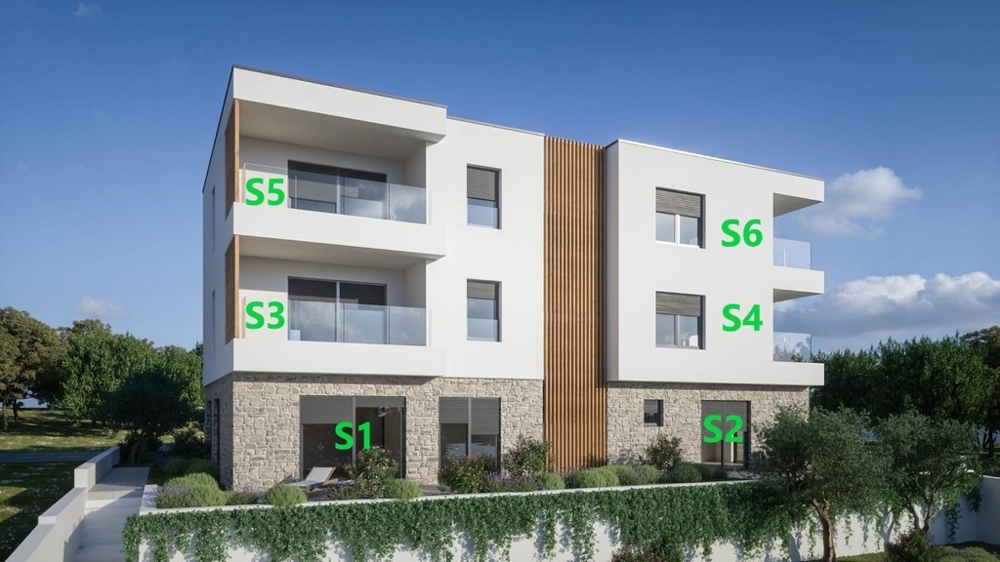 Bostadskomplex med lägenheter S1 till S6 i Dalmatien