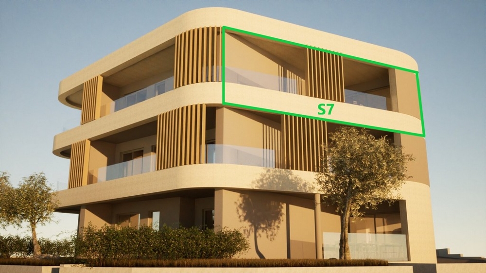 3D-visualisering med markering av bostaden i byggnaden