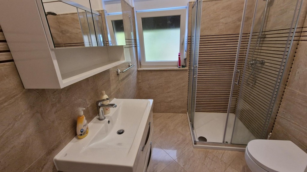 Badrum med handfat och dusch av lägenheten i Njivice