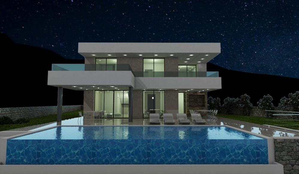 Projekt av en modern villa till salu i Kroatien.