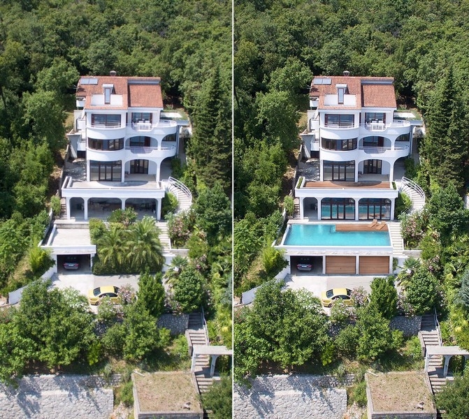 Fastigheter i Kroatien - Vy över Opatija på natten.