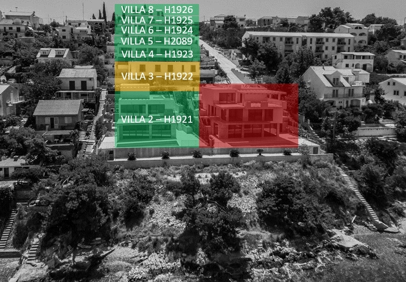 Lyxiga fastigheter vid havet i Kroatien - Panorama Scouting H1927, centrala Dalmatien, ön Ciovo Trogir.