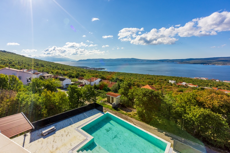 Havsutsikt i söder - Fastighet H1933 i regionen Crikvenica, Kroatien - Panorama Scouting.
