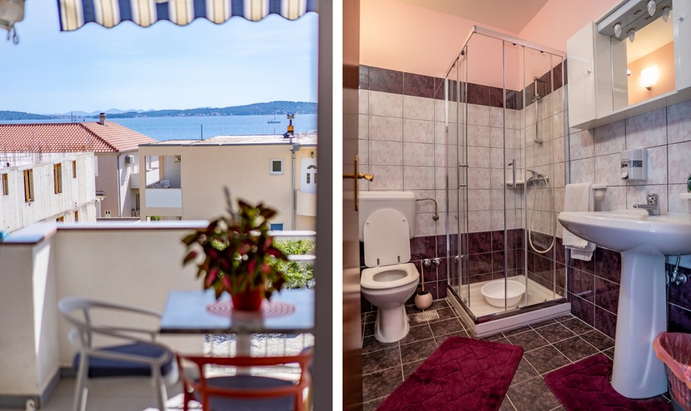 Hus med grön trädgård och palmer