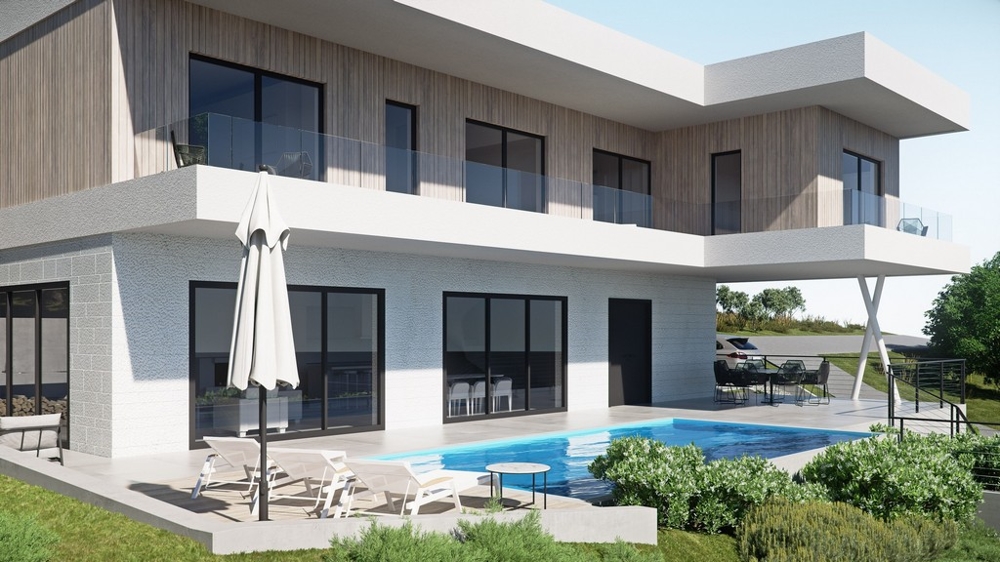 Terrass och balkong med panoramautsikt över havet