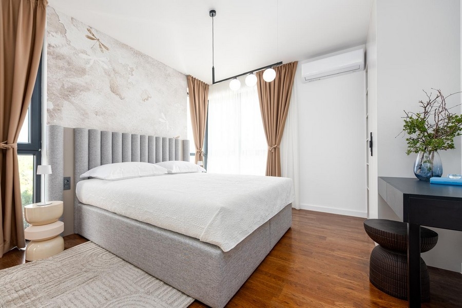 Modernt och mysigt sovrum i fastighet H2489.