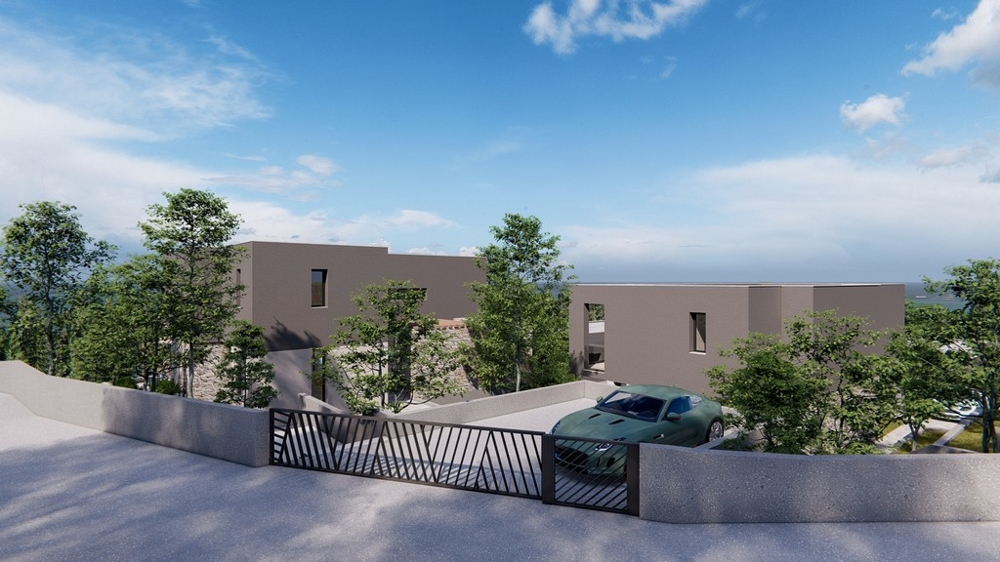 Entré till en modern villa med parkeringsplats, till salu i Kroatien