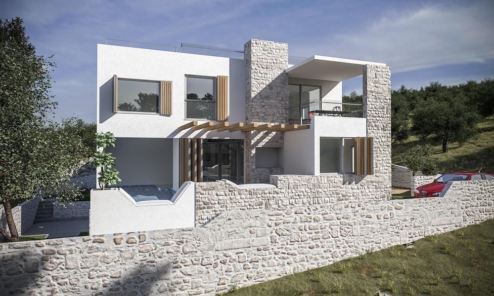 Modern villadesign med pool och terrass till salu i Jezera på Murter, Kroatien