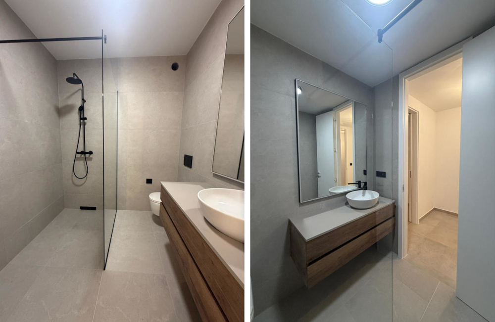 Det moderna badrummet i villan på Pag i Novalja.