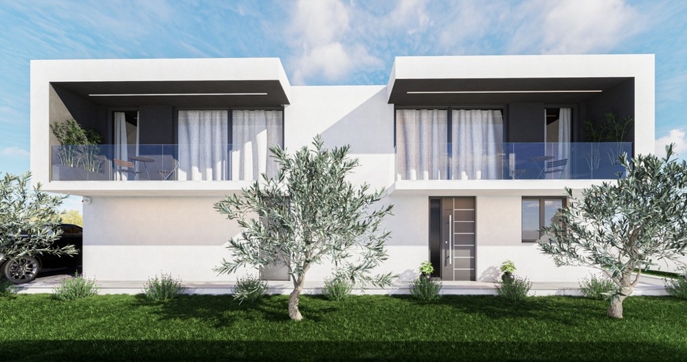 Modern villa - ingångsområde till fastigheten H3489 i Kroatien.