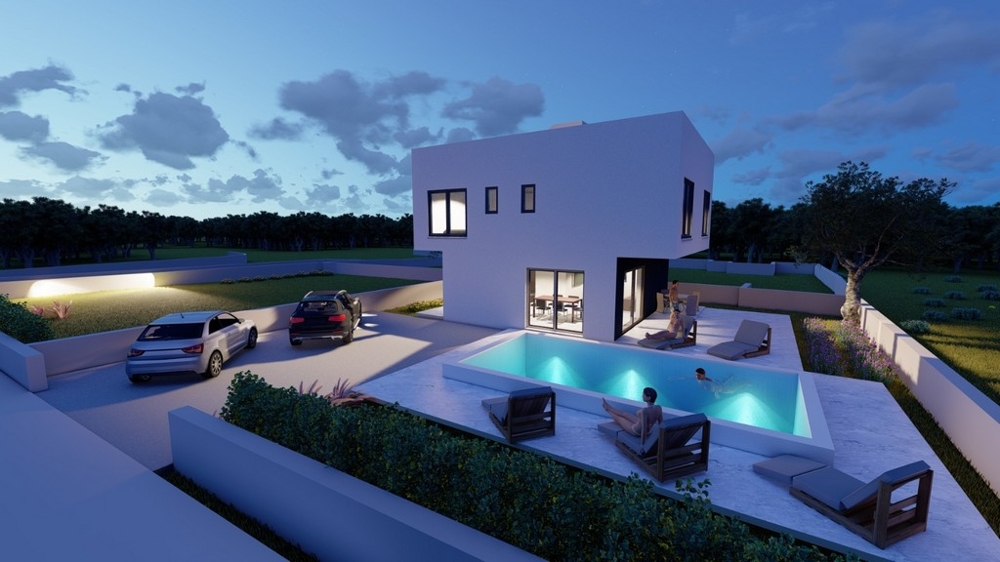 Modern villa med pool och havsutsikt till salu i Kroatien.