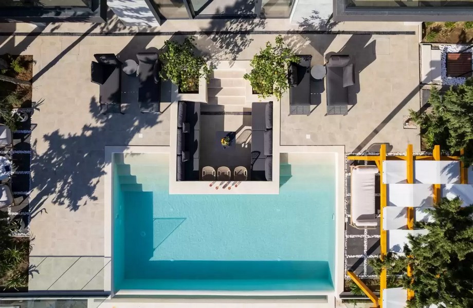 Fågelperspektiv av lyxfastigheten H3679 i Kroatien - Panorama Scouting.