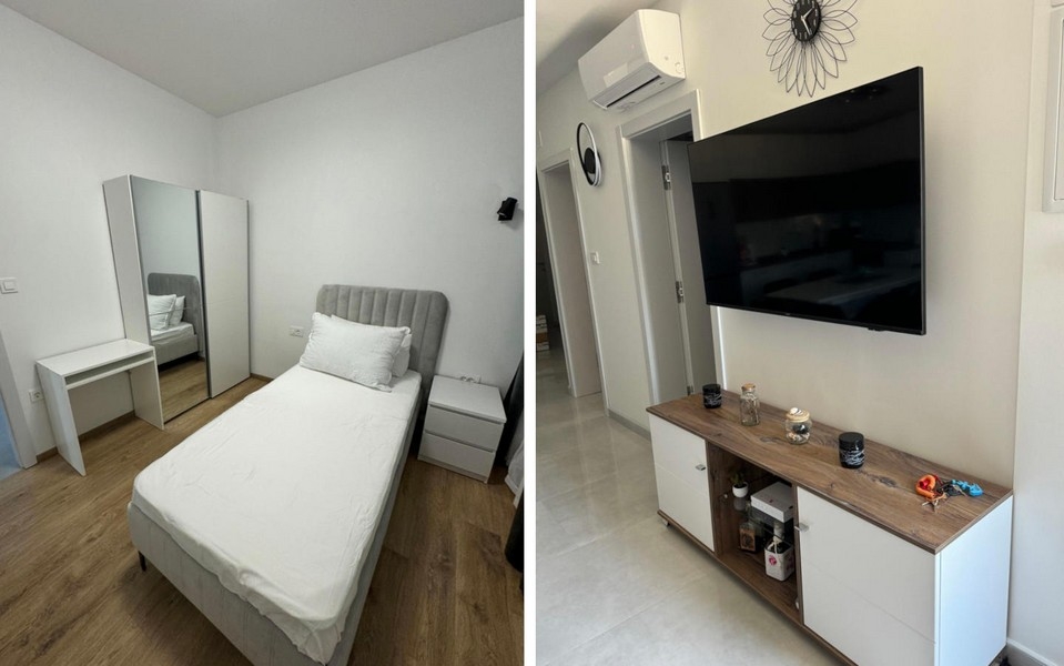 Enkelrum med säng och garderob