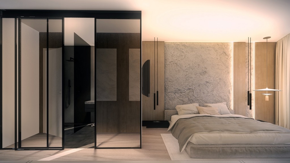 Sovrum med garderob.