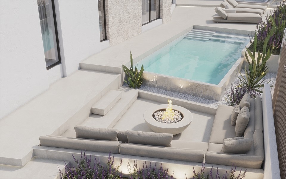 Det vackra uteområdet - 3D-visualisering.