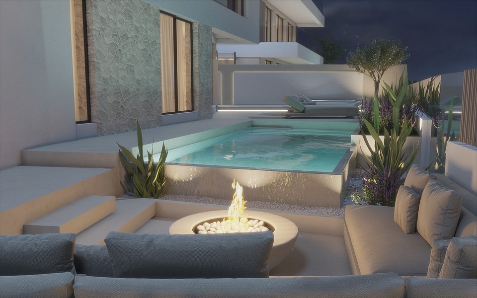 Eldstad och sittgrupp för fastigheten H3723.