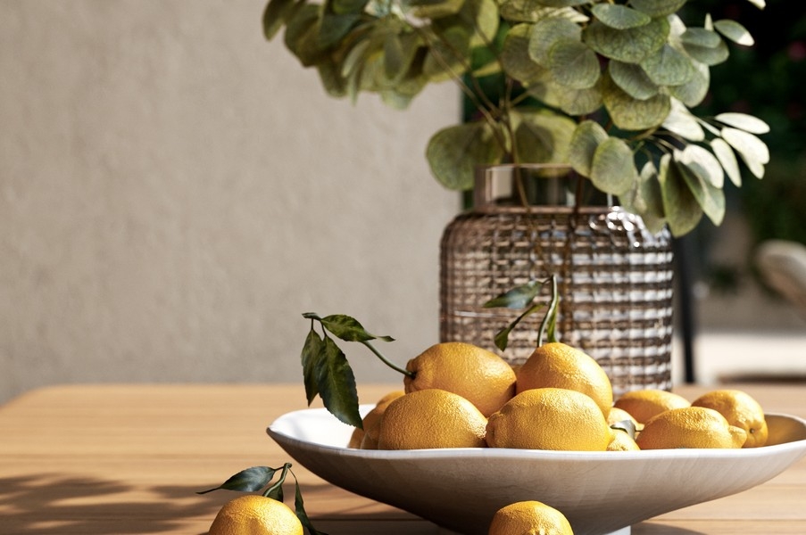 Dekorativa citroner på bordet i Villa H3797