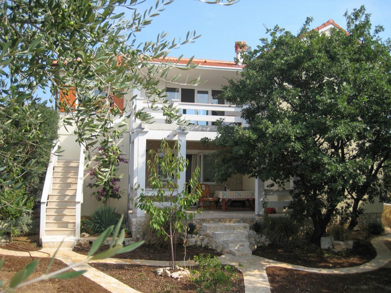 Medelhavshus med trädgård på ön Pag