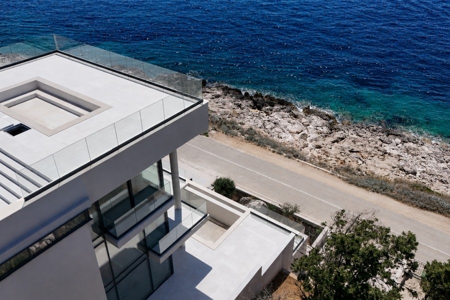 Flygfoto över villa på Hvar kusten Kroatien