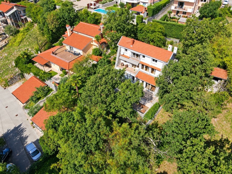 Flygfoto över hus och fastighet