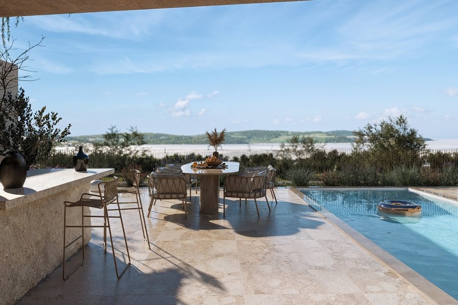 Villa med swimmingpool och havsutsikt på ön Ciovo nära Trogir