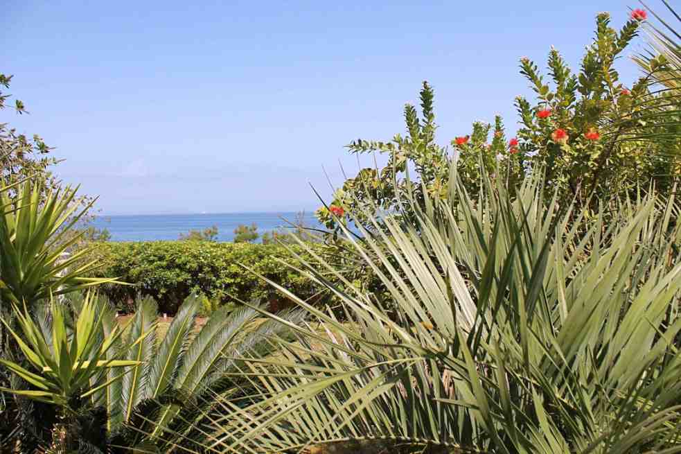 Utsikt från trädgården till havet.